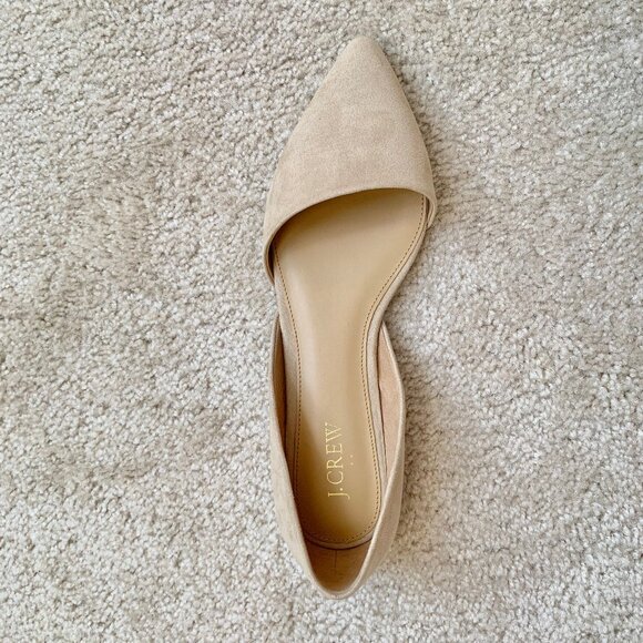 New J. Crew Factory Sueded Zoe D'Orsay Flats, Tan, Women's Size 8 - Picture 12 of 15